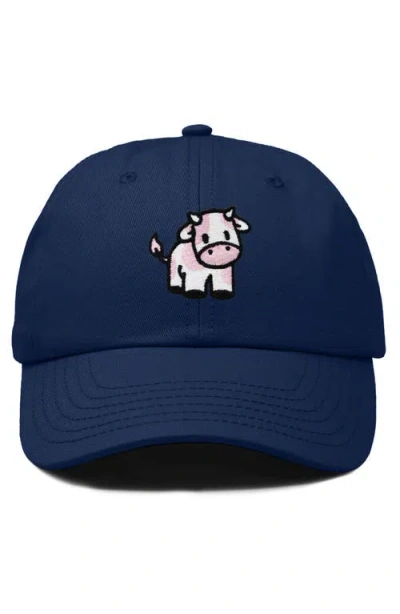 Dalix Strawberry Cow Embroidered Cap In Navy Blue
