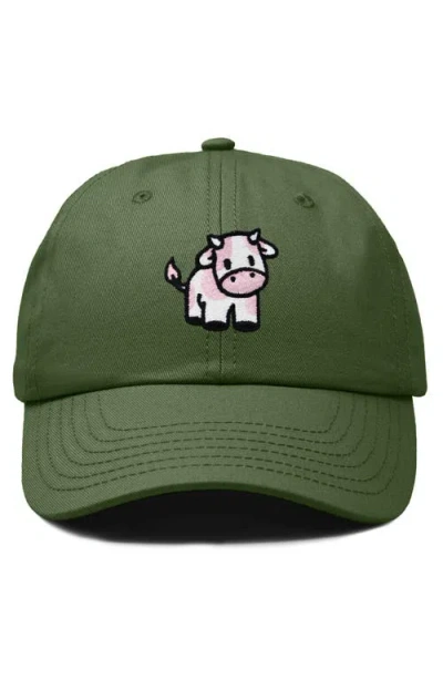 Dalix Strawberry Cow Embroidered Cap In Olive