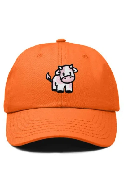 Dalix Strawberry Cow Embroidered Cap In Orange