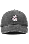 Dalix Strawberry Cow Embroidered Cap In Washed Black