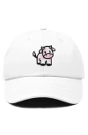 Dalix Strawberry Cow Embroidered Cap In White