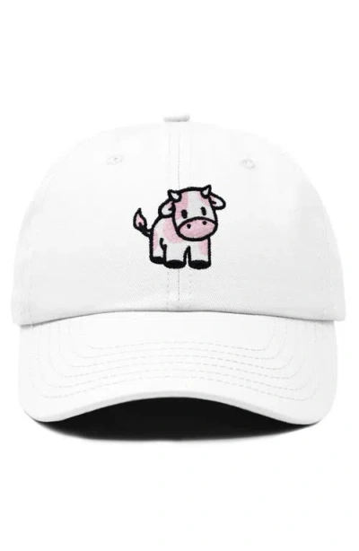 Dalix Strawberry Cow Embroidered Cap In White