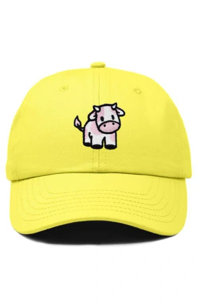 Dalix Strawberry Cow Embroidered Cap In Yellow