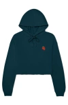 Dalix Strawberry Cropped Fleece Hoodie In Atlantic Green