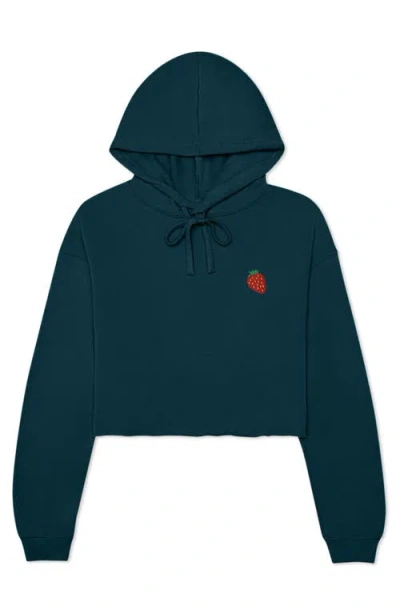 Dalix Strawberry Cropped Fleece Hoodie In Atlantic Green
