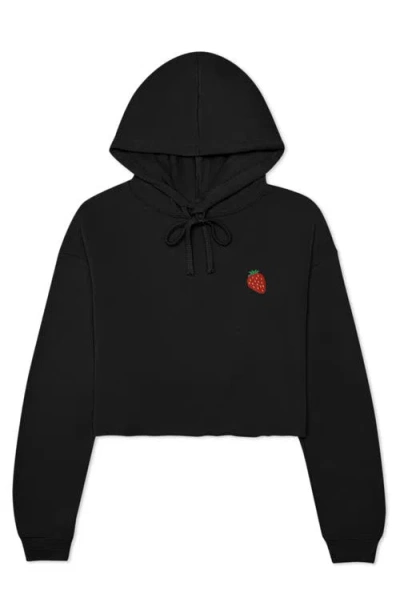 Dalix Strawberry Cropped Fleece Hoodie In Black