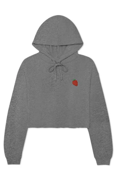 Dalix Strawberry Cropped Fleece Hoodie In Deep Heather