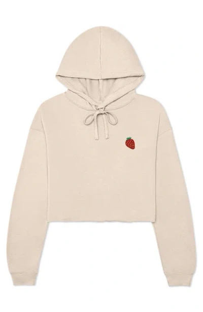 Dalix Strawberry Cropped Fleece Hoodie In Heather Dust