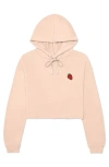 Dalix Strawberry Cropped Fleece Hoodie In Peach
