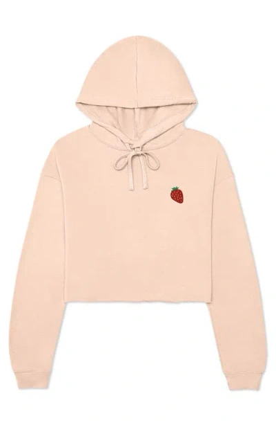 Dalix Strawberry Cropped Fleece Hoodie In Peach