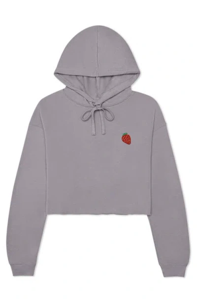 Dalix Strawberry Cropped Fleece Hoodie In Storm Gray