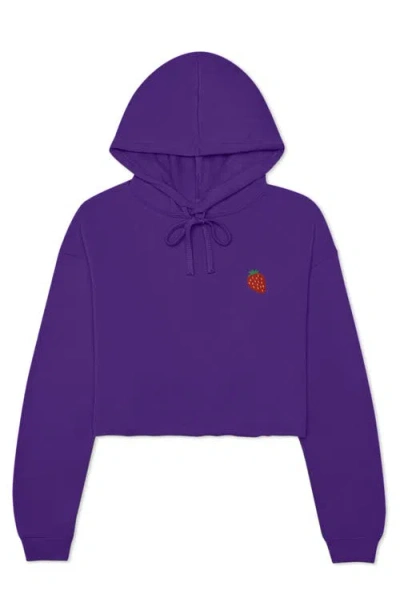 Dalix Strawberry Cropped Fleece Hoodie In Team Purple
