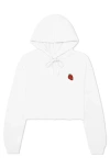 Dalix Strawberry Cropped Fleece Hoodie In White