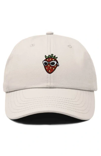 Dalix Strawberry Embroidered Casual Cap In Beige