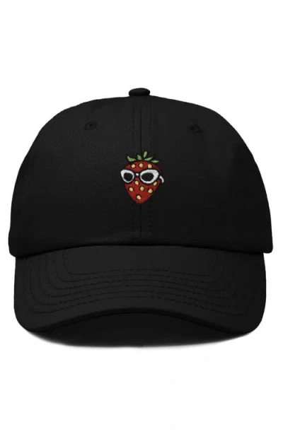 Dalix Strawberry Embroidered Casual Cap In Black
