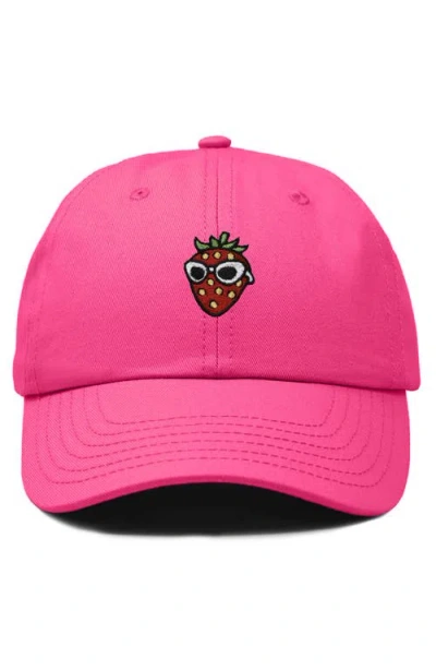 Dalix Strawberry Embroidered Casual Cap In Pink
