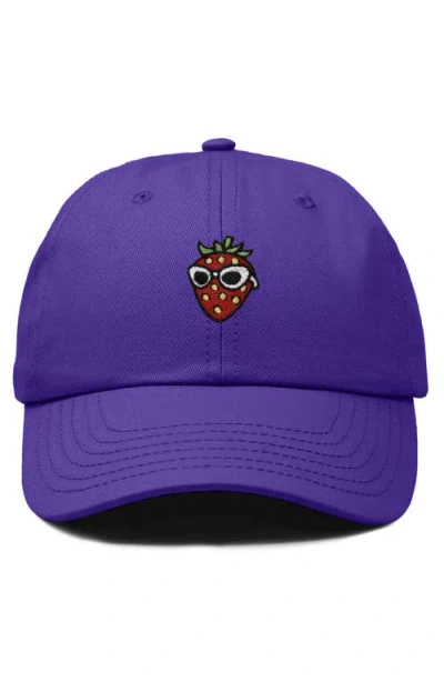 Dalix Strawberry Embroidered Casual Cap In Purple