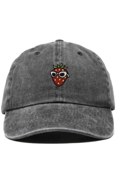 Dalix Strawberry Embroidered Casual Cap In Black