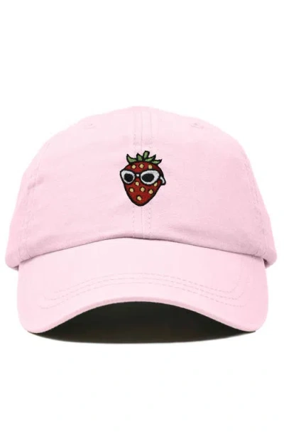 Dalix Strawberry Embroidered Casual Cap In Pink