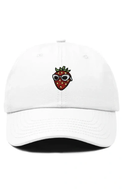 Dalix Strawberry Embroidered Casual Cap In White