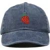 Dalix Strawberry Hat In Washed Navy Blue
