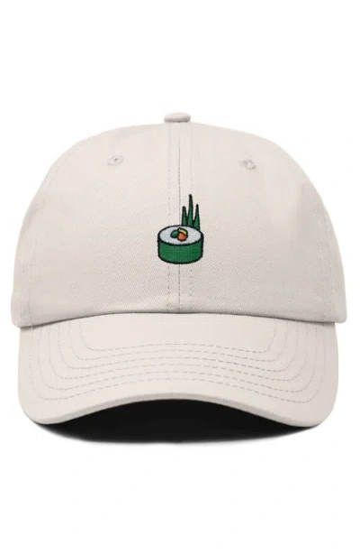 Dalix Sushi Roll Embroidered Dad Hat In Beige