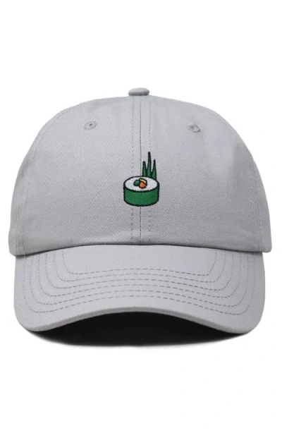 Dalix Sushi Roll Embroidered Dad Hat In Gray