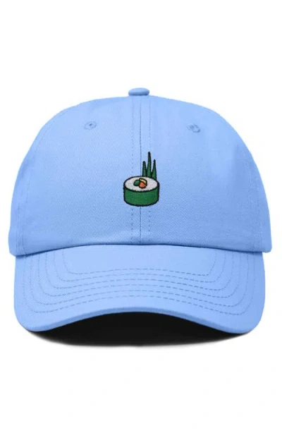 Dalix Sushi Roll Embroidered Dad Hat In Light Blue