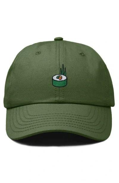 Dalix Sushi Roll Embroidered Dad Hat In Green