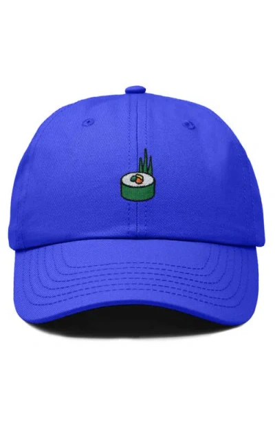 Dalix Sushi Roll Embroidered Dad Hat In Royal Blue