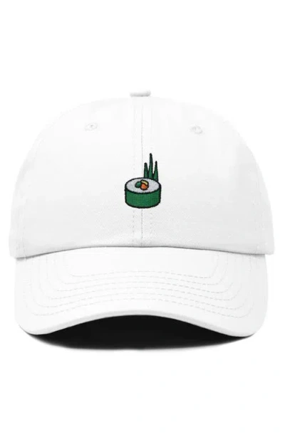 Dalix Sushi Roll Embroidered Dad Hat In White
