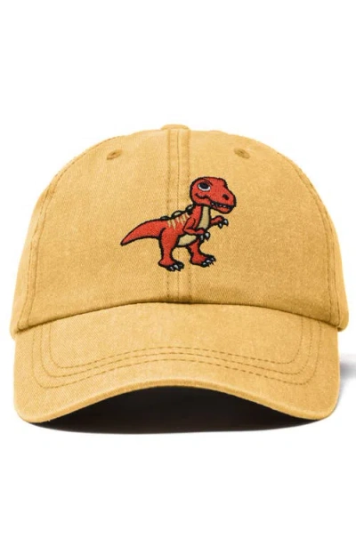 Dalix T-rex Embroidered Casual Cap In Washed Gold