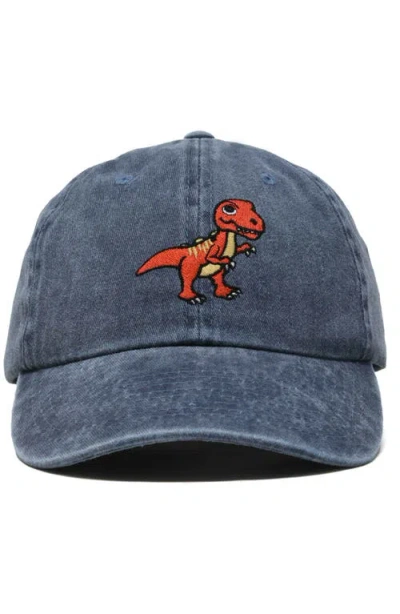 Dalix T-rex Embroidered Casual Cap In Washed Navy Blue