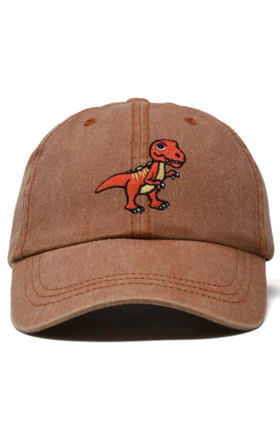 Dalix T-rex Embroidered Casual Cap In Washed Orange