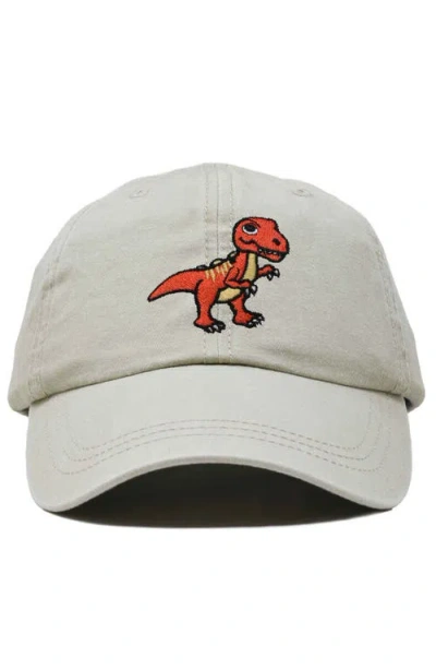 Dalix T-rex Embroidered Casual Cap In Washed Stone White