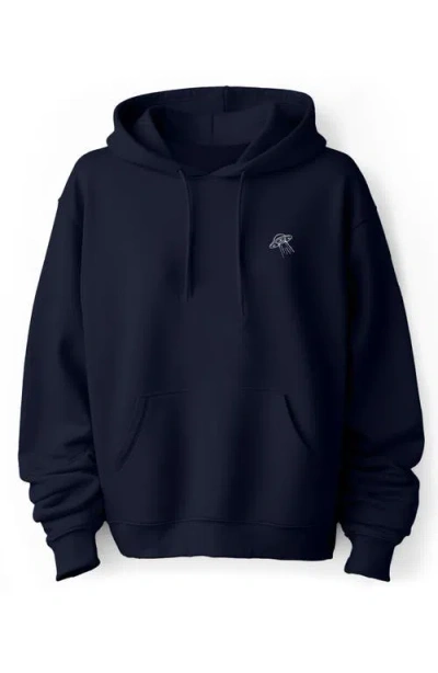 Dalix Ufo Fleece Hoodie In Navy Blue
