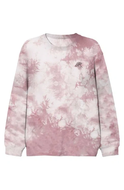 Dalix Ufo Tie Dye Crewneck Sweatshirt In Tie Dye Pink