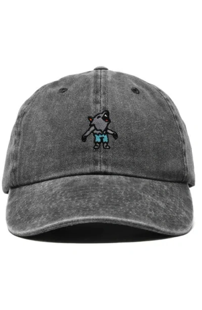 Dalix Werewolf Embroidered Dad Hat In Washed Black