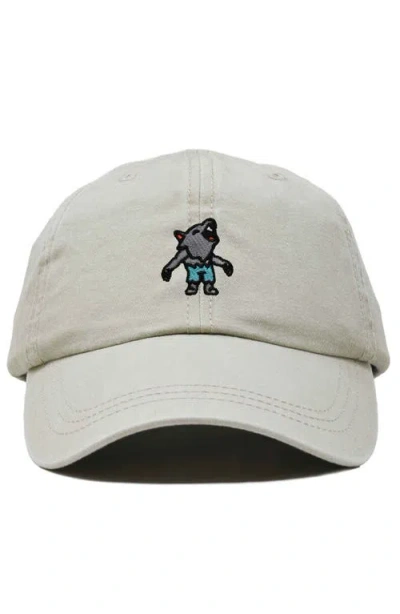Dalix Werewolf Embroidered Dad Hat In Washed Stone White