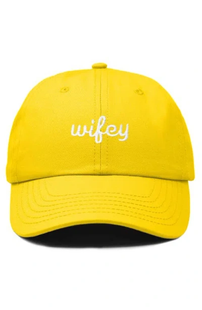 Dalix Wifey Embroidered Everyday Cap In Yellow