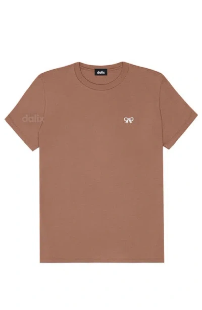 Dalix Womens Bow Jersey Tee In Brown