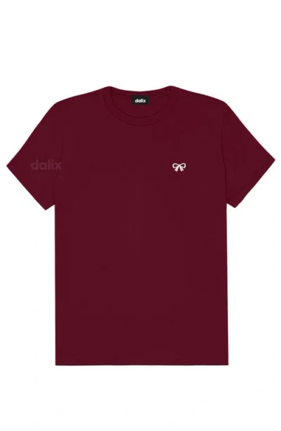 Dalix Womens Bow Jersey Tee In Burgundy