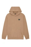 Dalix Womens Butterfly Midweight Fleece Relaxed Hooded Sweatshirt In Brown