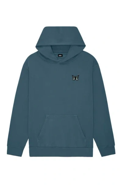 Dalix Womens Butterfly Midweight Fleece Relaxed Hooded Sweatshirt In Blue