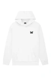 Dalix Womens Butterfly Midweight Fleece Relaxed Hooded Sweatshirt In White