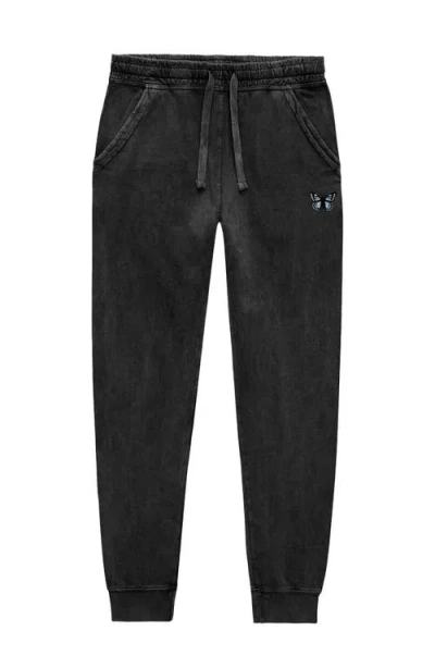 Dalix Womens Butterfly Midweight Fleece Washed Jogger Pant In Black