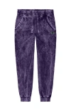 Dalix Womens Butterfly Midweight Fleece Washed Jogger Pant In Purple