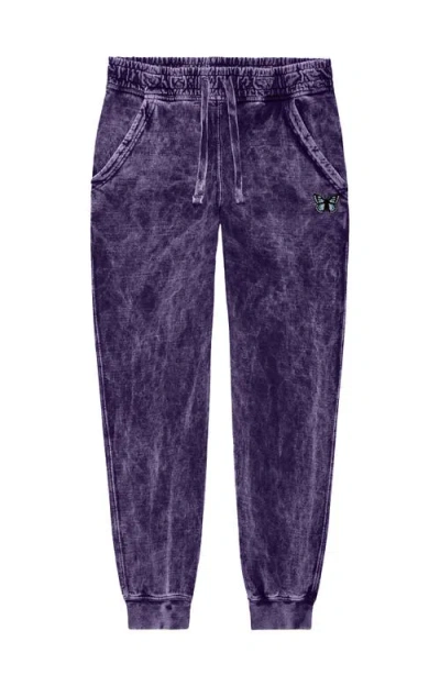 Dalix Womens Butterfly Midweight Fleece Washed Jogger Pant In Purple