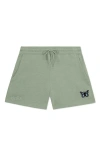 Dalix Womens Butterfly Midweight Washed Fleece Shorts In Green