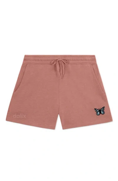 Dalix Womens Butterfly Midweight Washed Fleece Shorts In Pink